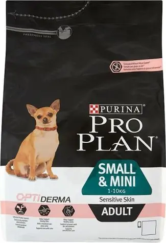 PURINA ProPlan Small & Mini Adult Sensitive Skin Optiderma 3 kg / für erwachsene Hunde / kleine Rassen / Lachs / empfindliche Haut