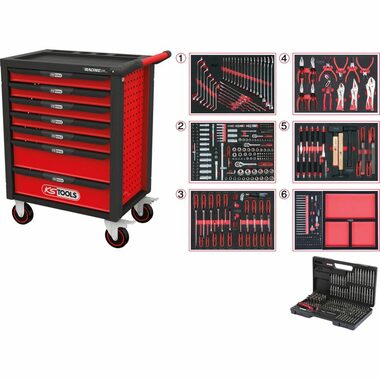 KS Tools Werkstattwagen RACINGline - 598 Teile / 7 Schubladen