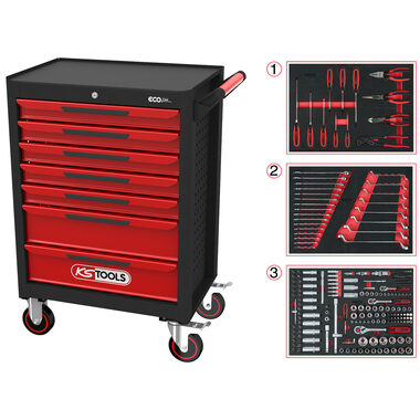 KS Tools Werkstattwagen ECOline / 7 Schubladen / 215 Teile