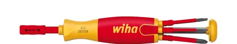 Wiha 38610 Schraubendreher mit 6 slimBit-Bits LiftUp electric / Flat / Phillips