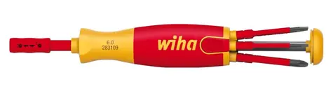 Wiha 38612 Schraubendreher mit Bitmagazin LiftUp electric / 6x slimBit Bits / Flach / Phillips