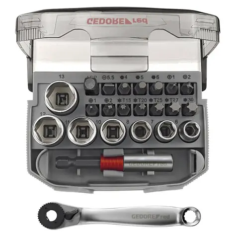 Gedore 3300026 / Ratschen- und Verlängerungsset / 1/4" / 23-tlg