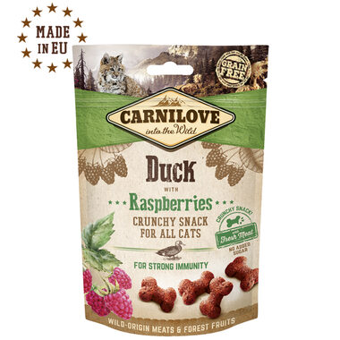 CARNILOVE Cat Crunchy Snack Ente & Himbeeren 50g / Knuspriger Leckerbissen für Katzen 