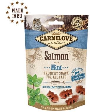 CARNILOVE Cat Crunchy Snack Lachs & Minze 50 g / Knuspriger Leckerbissen für Katzen