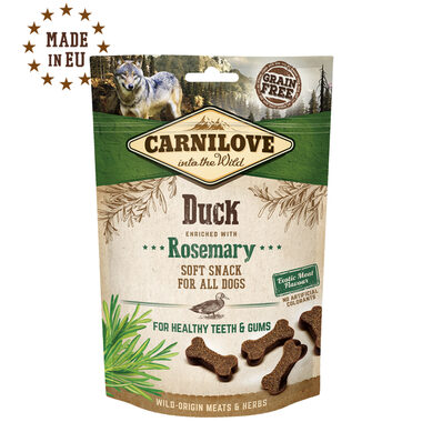 CARNILOVE Halbfeuchter Hundesnack Ente & Rosmarin 200 g / Halbweicher Leckerbissen für Hunde 