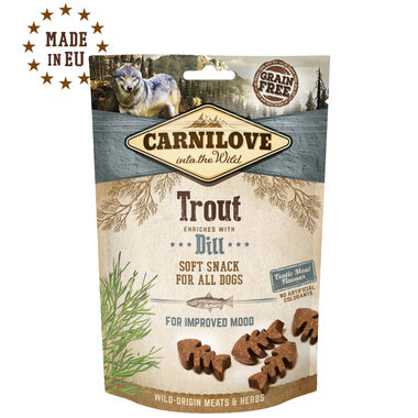 CARNILOVE Dog Semi-Moist Snack Forelle & Dill 200g / Halbweicher Leckerbissen für Hunde 
