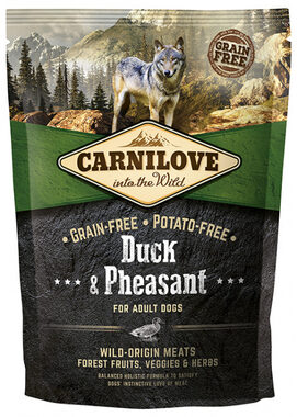CARNILOVE Hund Ente & Fasan 1,5kg / Ganzheitliches Alleinfuttermittel für ausgewachsene Hunde / ohne Getreide und Kartoffeln 