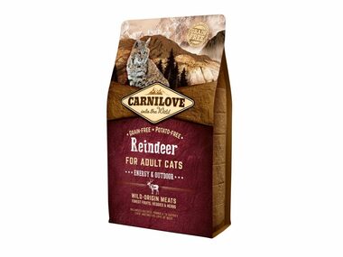 CARNILOVE Cat Grain Free Reindeer Adult Energy&Outdoor 2kg / Ganzheitliches Alleinfuttermittel für ausgewachsene Katzen / getreidefrei