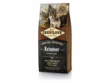 CARNILOVE Hund Rentier für Erwachsene 12 kg / Ganzheitliches Alleinfuttermittel für ausgewachsene aktive Hunde / ohne Getreide und Kartoffeln / Endverkauf