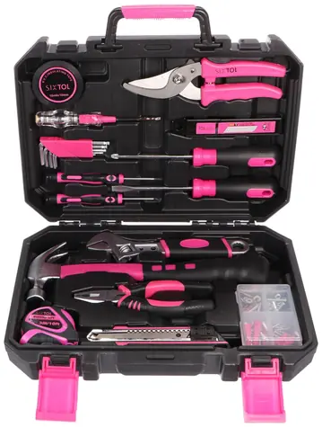 SIXTOL HOME PINK 88 / Werkzeugset / Kohlenstoffstahl / 88-tlg