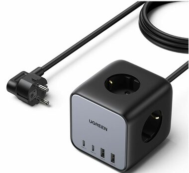 Ugreen DigiNest Cube 1,8m schwarz / 3x 230V / 2x USB-A / 2x USB-C 65W 