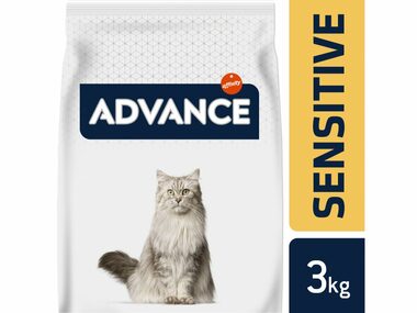 ADVANCE CAT Adult Lachs und Reis Sensitive 3kg / Super-Premium-Futter (Granulat) / für erwachsene Katzen mit empfindlicher Verdauung
