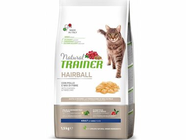 Trainer Natural Cat HAIRBALL Huhn 1,5kg / Granulat für Katzen / für erwachsene Katzen mit Fokus auf Haarballen bei der Verdauung