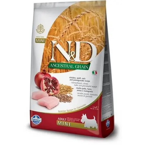 N&D LG DOG Adult Mini Chicken & Granatapfel 7kg / Futter für erwachsene Hunde kleiner Rassen