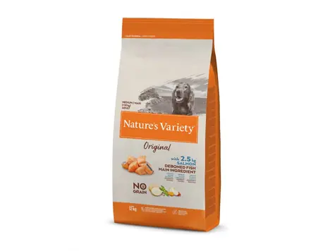 Nature's Sorte Original für mittelgroße Hunde mit Lachs 12kg / Futter für ausgewachsene Hunde mittelgroßer und großer Rassen 