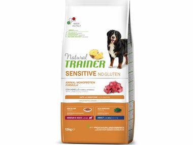 Trainer Natural Sensitive No Gluten Adult Medium/Maxi Lamm 12kg / Alleinfuttermittel für mittelgroße und große Hunderassen