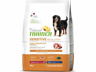 Trainer Natural Sensitive No Gluten Adult Medium/Maxi Ente 3kg / Alleinfuttermittel für mittelgroße und große Hunderassen