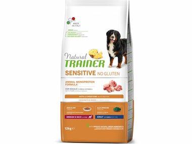 Trainer Natural Sensitive No Gluten Adult Medium/Maxi Pork 12kg / Alleinfuttermittel für mittelgroße und große Hunderassen