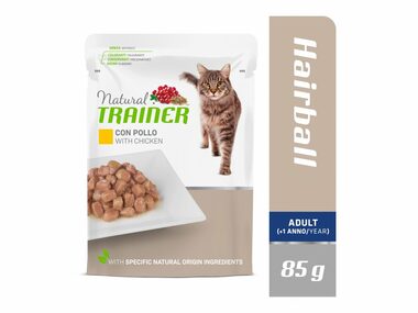 Natural Trainer Cat Adult HAIRBALL Huhn 85 g / Beutel für Katzen