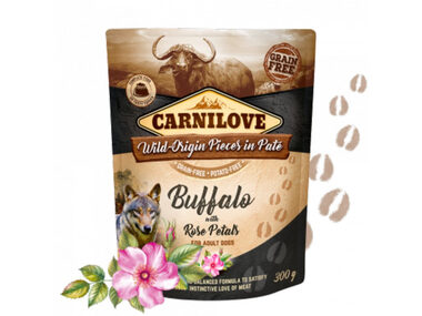 Carnilove Dog Paté Buffalo mit Rosenblüten 300g / Beutel für Hunde