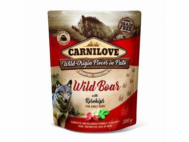 Carnilove Hundepastete Wildschwein mit Hagebutten 300g / Beutel für Hunde