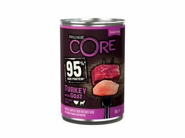 Wellness Core Dog 95% Protein Adult Truthahn+Ziege und Süßkartoffel 400g / Dosenfutter für Hunde