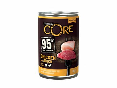 Wellness Core Dog 95% Protein Adult Huhn+Ente und Karotte 400g / Dosenfutter für Hunde