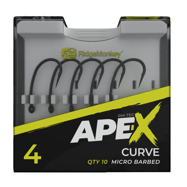 RidgeMonkey Haken Ape-X Curve Widerhaken, Größe 8, 10 Stück