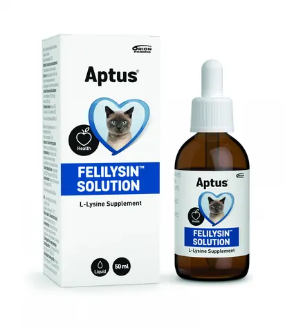 Aptus Felilysin Lösung 50 ml / Ergänzungsfuttermittel für Katzen / L-Lysom in Form einer Lösung
