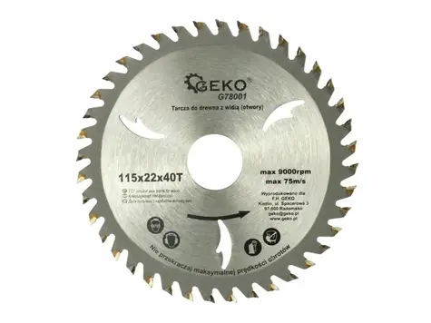 GEKO G78001 / Sägeblattvideo mit Löchern / 115 x 22 mm / 40T
