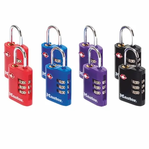 Master Lock 4686EURT SET Set mit 2 TSA-Zahlenvorhängeschlössern (1 Packung / 4 Sätze)