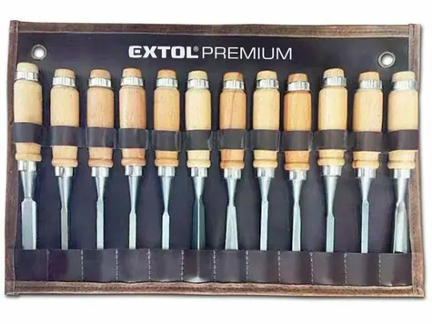 Extol- Premium Meißel-Schnitzset 12-teilig | Länge 200 mm | CrV 