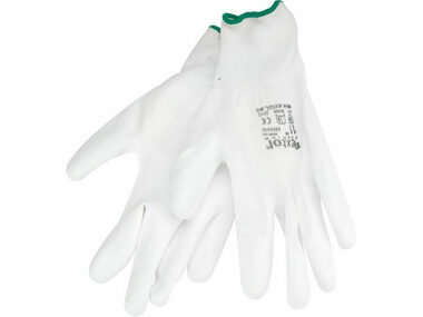 Extol- Premium Handschuhe aus Polyester, halbgetaucht in PU, Weiß - Größe 8 Zoll 