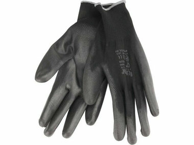 Extol- Premium Handschuhe aus Polyester, halbgetaucht in PU, Schwarz - Größe 11" 