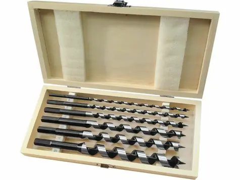 Extol- Premium Serpentinenbohrer für Holz 6er-Set / Sechskantschaft / im Holzetui 