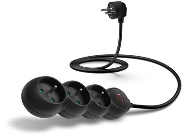 Connect IT CES-1014-BK Verlängerungskabel 230V schwarz / 1,5m / 3 Steckdosen / Schalter 