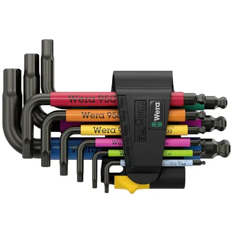 Wera 950/9 Hex- PLUS Multicolour Imperial 3 / Winkelschlüsselsatz / Zoll / BlackLaser / 9-teilig