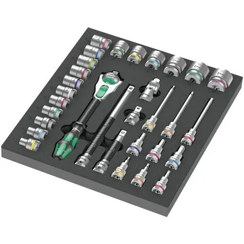 Wera 9722 Knarre 8000 C Zyklop 1/2" in Schaumstoffeinlage Satz 1 - 31-teilig