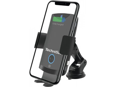 TechniSat Smartcharge 2 Autotelefon-Ladehalterung schwarz / 65-100 mm / für Gitter / für Glas / Qi / USB-C / 10W