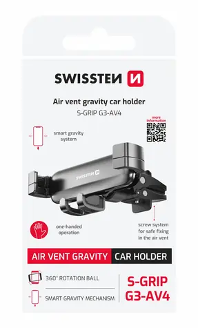 Swissten S-GRIP G3-AV4 Schwerkraft-Handyhalterung für Lüftungsschlitze im Auto, schwarz