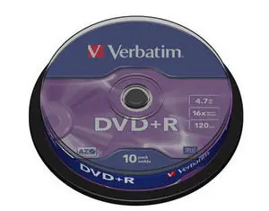 Verbatim 10 Stück DVD+ R 4,7 GB 16x / Kuchen