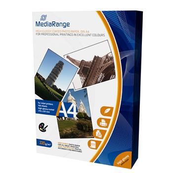 MediaRange A4 glänzendes Fotopapier 100 Blatt 220g/Tinte