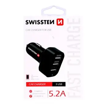 Swissten CL Adapter 3x USB 5.2A schwarz