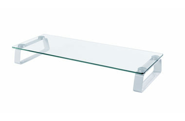 Connect IT CI-1135 weiß / Multifunktionaler Glasständer für Monitore / 560 x 210 x 80 mm / Belastbarkeit: 20 kg