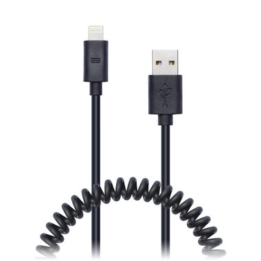 Connect IT Wirez Apple Lightning - USB-Spiralflexkabel 1,2 m schwarz