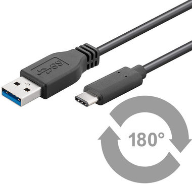 MicroConnect USB3.1 C (M) - USB3.0 A (M) 1m schwarz