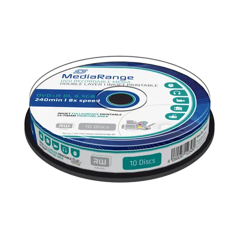 MediaRange DVD+ R 8,5 GB 8x Dual Layer Spindel 10 Stück - Tintenstrahldruckbar