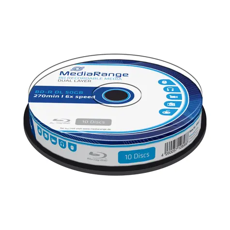 MediaRange BD- R Blu-RAY 50GB 6x Dual Layer Spindel 10 Stk 