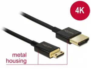DeLock Kabel High Speed HDMI mit Ethernet - HDMI-A Stecker > HDMI Mini-C Stecker 3D 4K 2 m