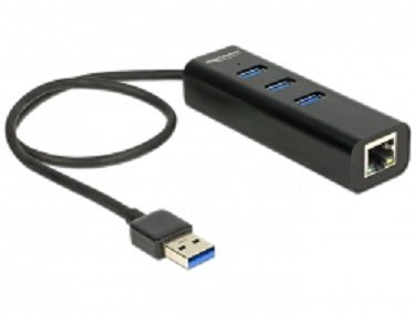 DeLock HUB USB 3.0 / 3 Ports / + 1 Port Gigabit LAN 10, 100, 1000 Mbs